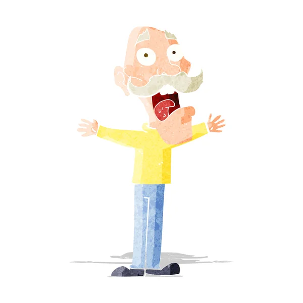 Dibujos animados estresado hombre viejo — Vector de stock
