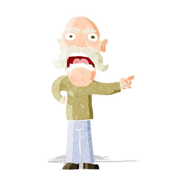 Çizgi film kızgın yaşlı adam. — Stok Vektör