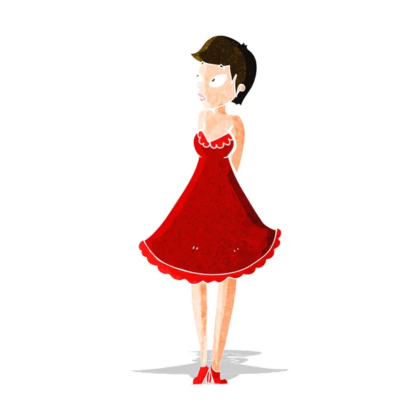 Karikatur hübsche Frau im Kleid — Stockvektor