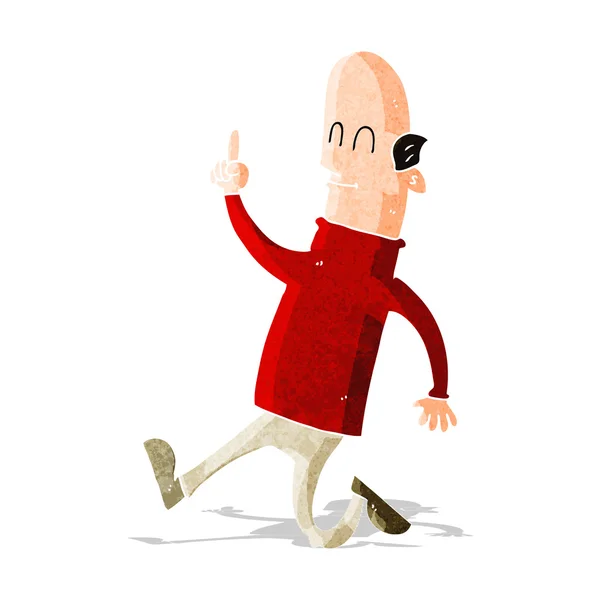 Cartoon bald man with idea — Stock Vector