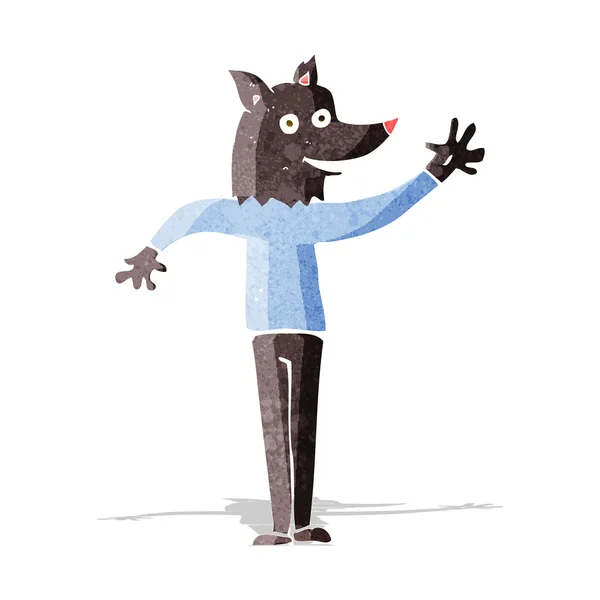 卡通漫画挥舞着的狼人 — 图库矢量图片