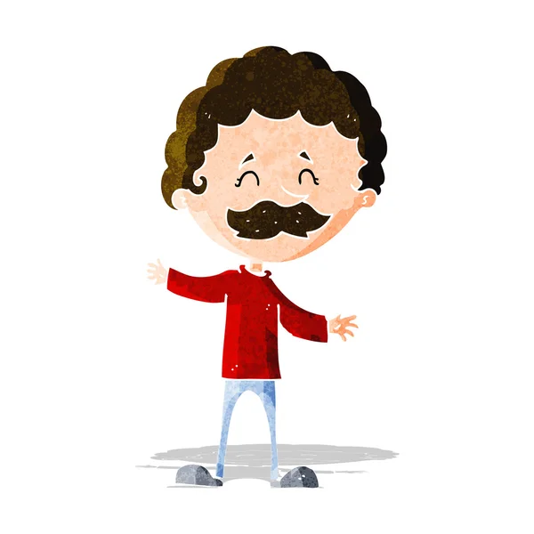 Desenho animado homem feliz com bigode — Vetor de Stock