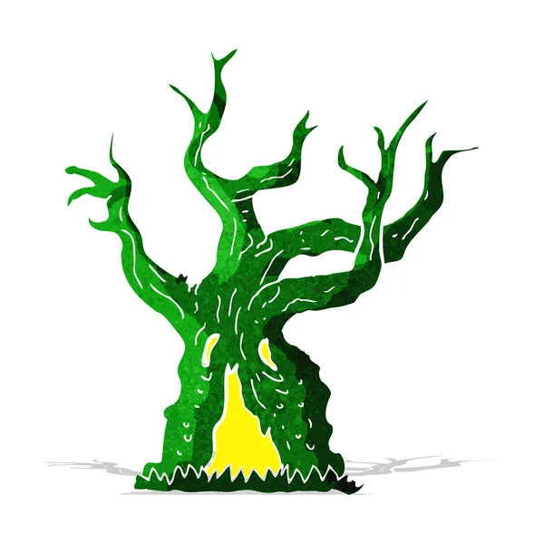 Dessin animé vieil arbre effrayant — Image vectorielle