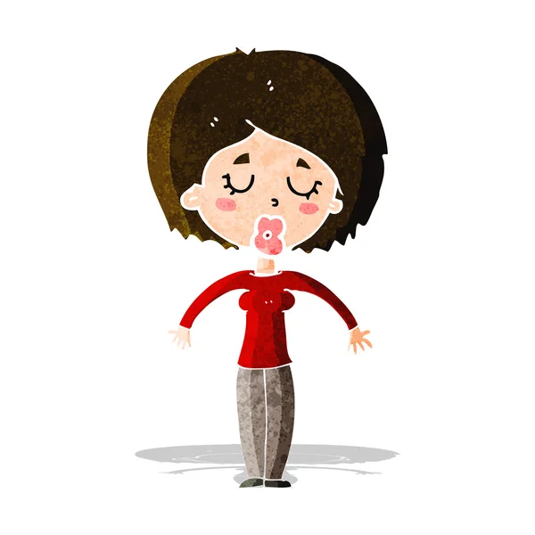 Cartoon woman with closed eyes — Stock Vector