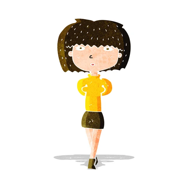 Dessin animé femme timide — Image vectorielle