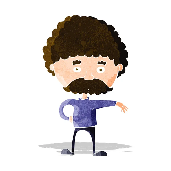 Hombre de dibujos animados con bigote haciendo gesto de campamento — Vector de stock