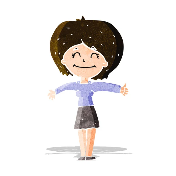 Cartoon woman giving thumbs up sign — Stock Vector