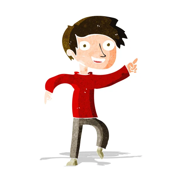 Dessin animé heureux garçon pointant — Image vectorielle