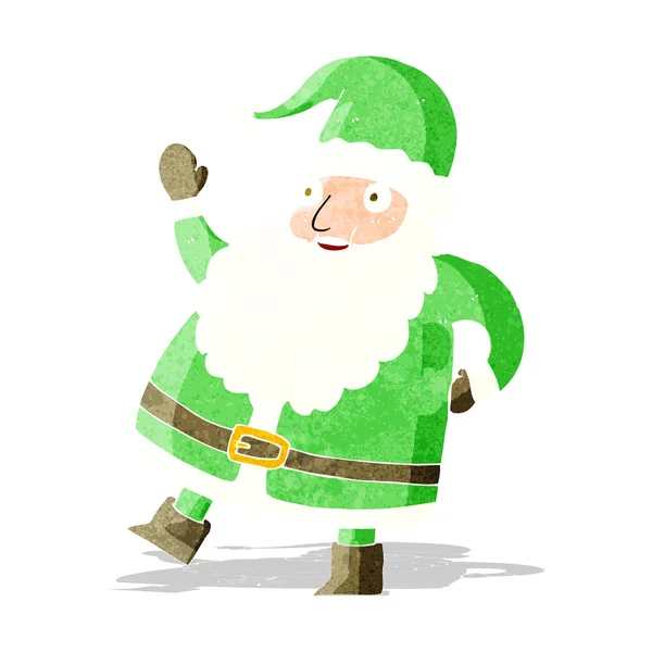 Grappig zwaaien santa claus cartoon — Stockvector