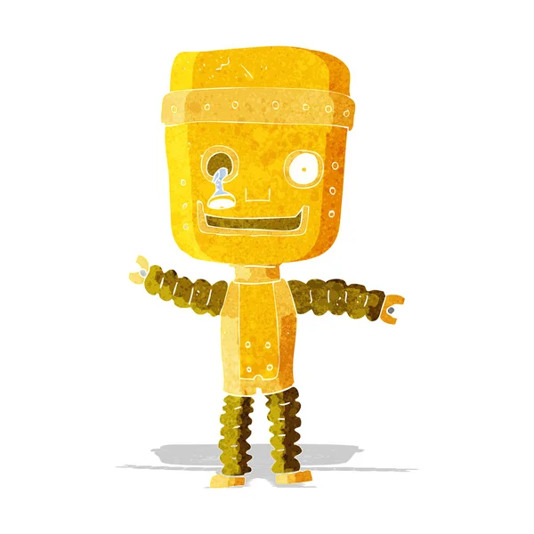 Cartoon engraçado robô de ouro — Vetor de Stock