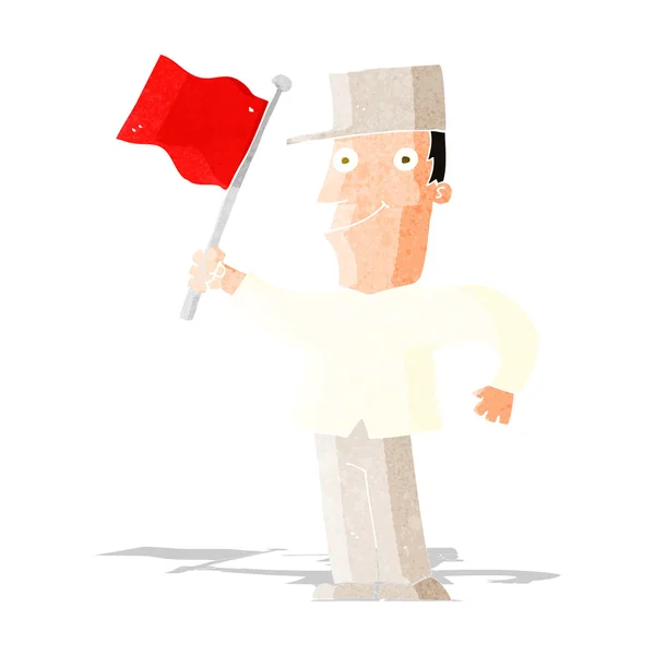 Cartoon man waving flag — Stock Vector