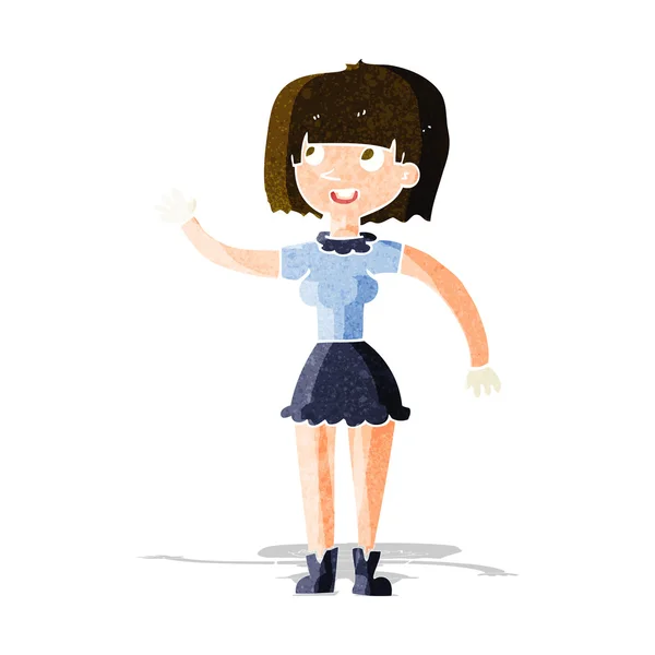 Cartoon girl waving — Stock Vector