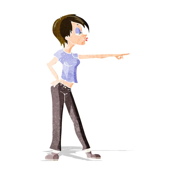 Kreslené hip žena ukazující — Stockový vektor