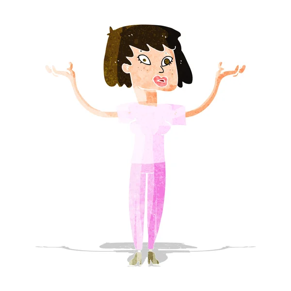 Mujer de dibujos animados sosteniendo las manos — Vector de stock