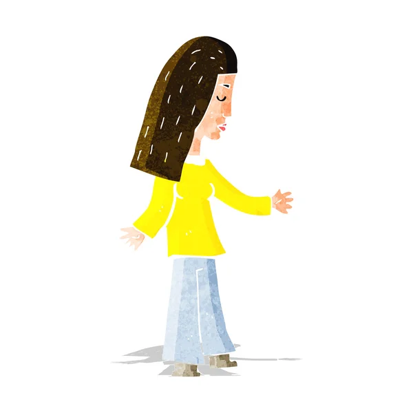 Femme dessin animé à bras ouverts — Image vectorielle