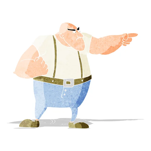 Cartoon angry tough guy pointing — Stock Vector