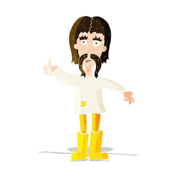 Cartoon hippie man geven duimen omhoog symbool — Stockvector