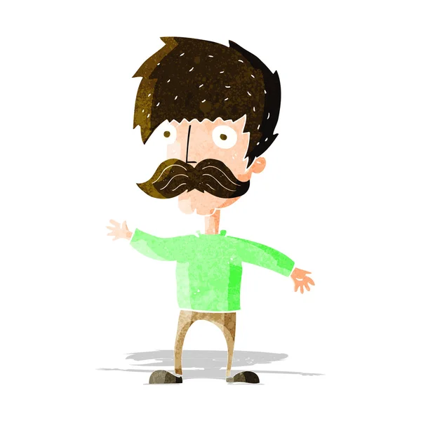 Hombre de dibujos animados con bigote ondeando — Vector de stock