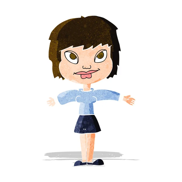 Femme dessin animé avec amrs ouverts — Image vectorielle