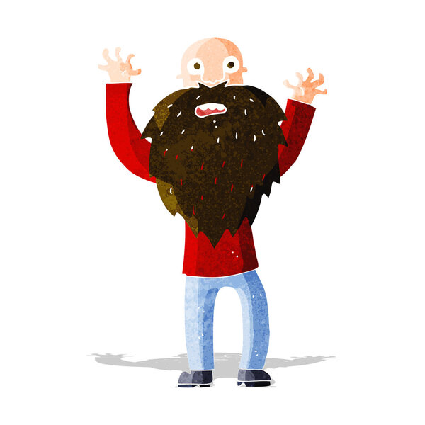 cartoon frightened old man with beard