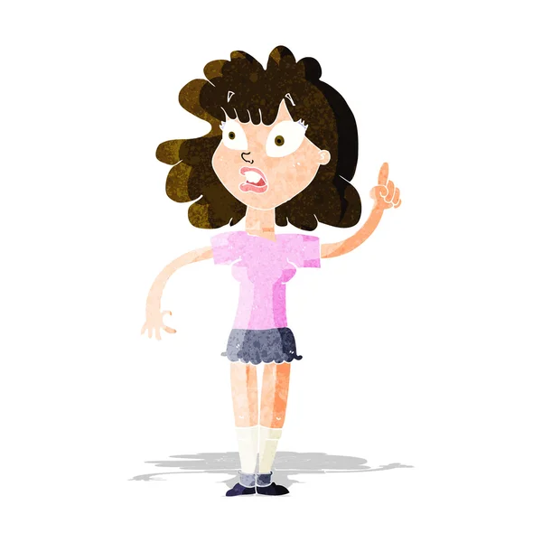 Cartoon woman making point — Stock Vector