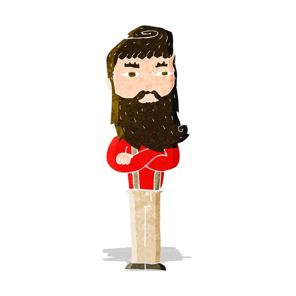 Dibujos animados hombre serio con barba — Vector de stock