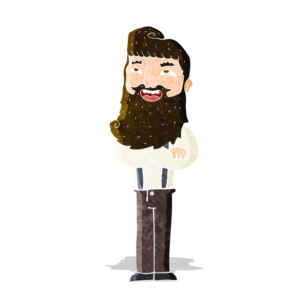 Çizgi filmdeki sakallı mutlu adam — Stok Vektör