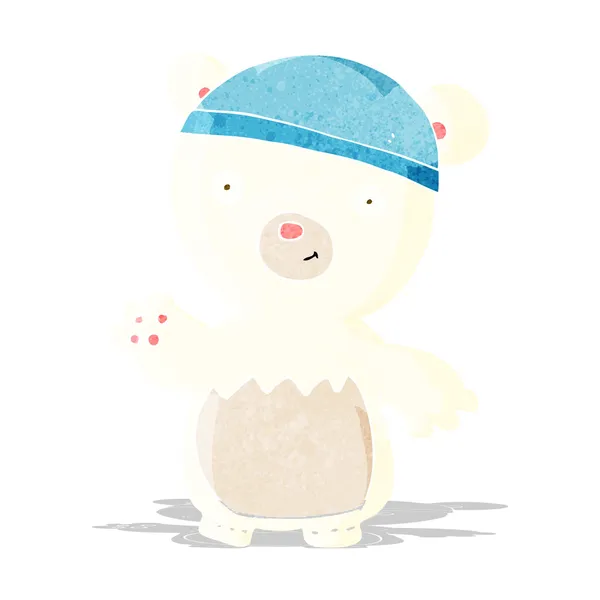 Cartoon polar bear wearing hat — Stock Vector