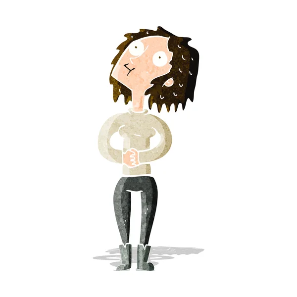 Mujer de dibujos animados mirando hacia arriba — Vector de stock