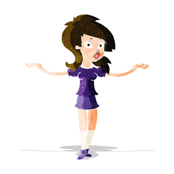 Cartoon confused pretty girl — Stock Vector