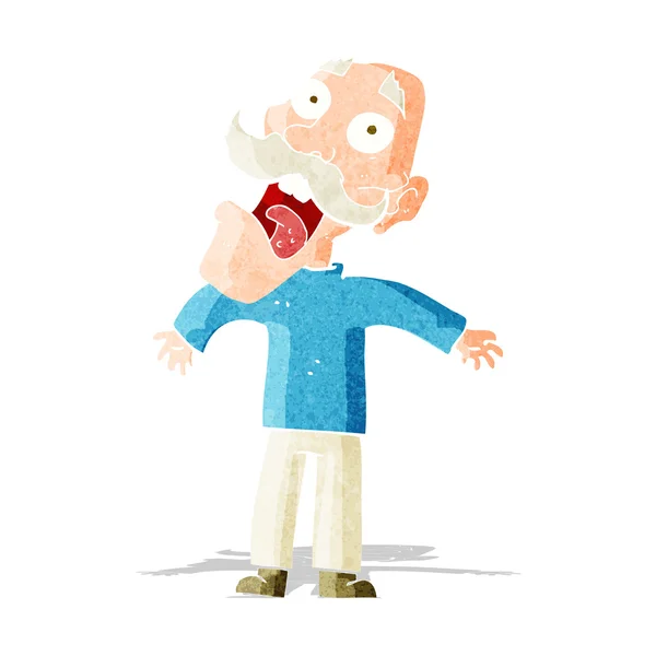 Dibujos animados aterrorizado anciano — Vector de stock