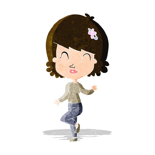 Dibujos animados mujer bonita bailando — Vector de stock