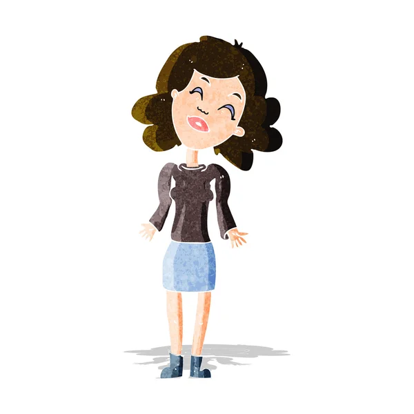 Cartoon vrouw shrugging schouders — Stockvector