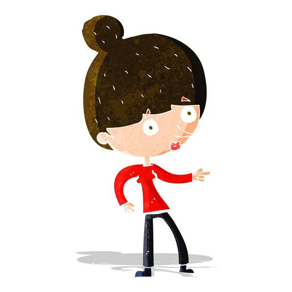 Cartoon woman wijzend — Stockvector