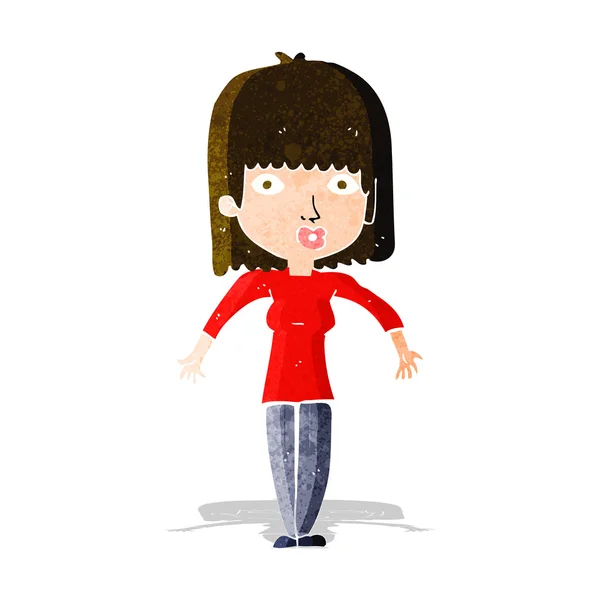 Cartoon vrouw schouderophalend — Stockvector