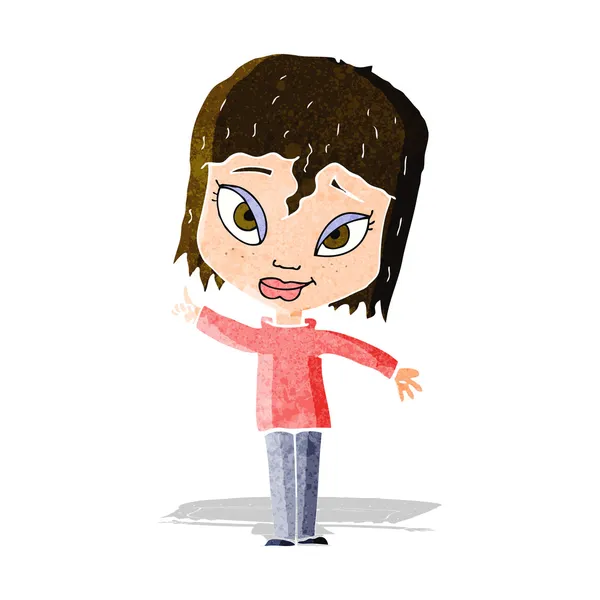 Mujer de dibujos animados con idea — Vector de stock