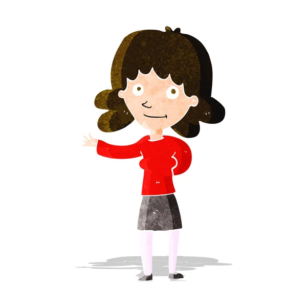 Mujer amigable de dibujos animados — Vector de stock