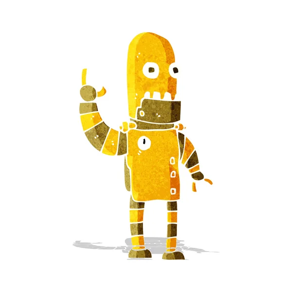 Karikatür sallanan altın robot — Stok Vektör