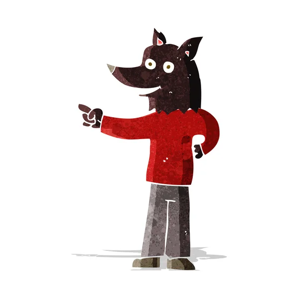 Cartoon wolf man wijzen — Stockvector