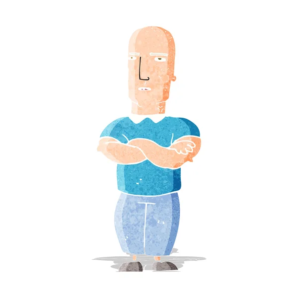 Cartoon annoyed bald man — Stock Vector