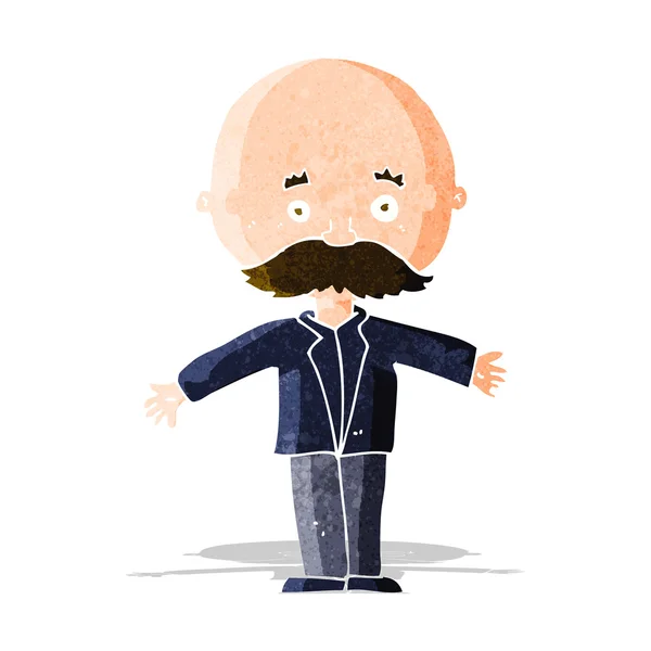 Cartoon bald man with open arms — Stock Vector