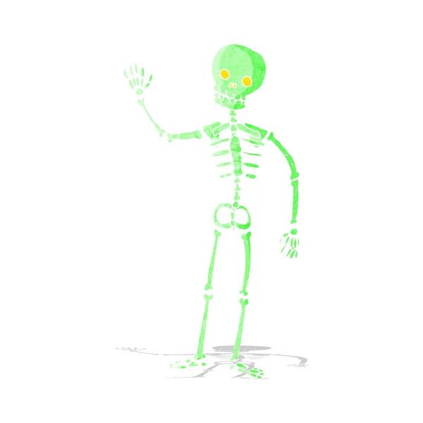 Cartone animato scheletro ondulante — Vettoriale Stock