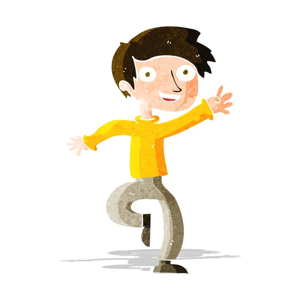 Cartoon excited boy dancing — Stock Vector