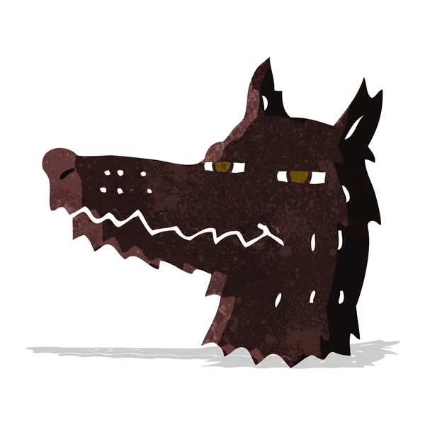 漫画の独善的な狼の顔 — ストックベクタ