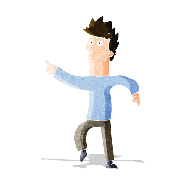 Cartoon worried man pointing — Stock Vector