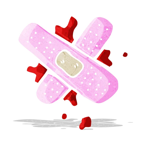 Cartoon bloody medical plaster — Stock Vector