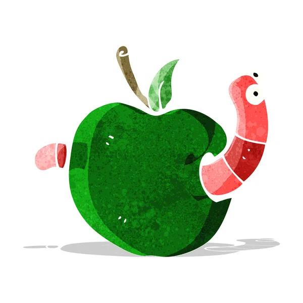 Worm cartooon na maçã — Vetor de Stock
