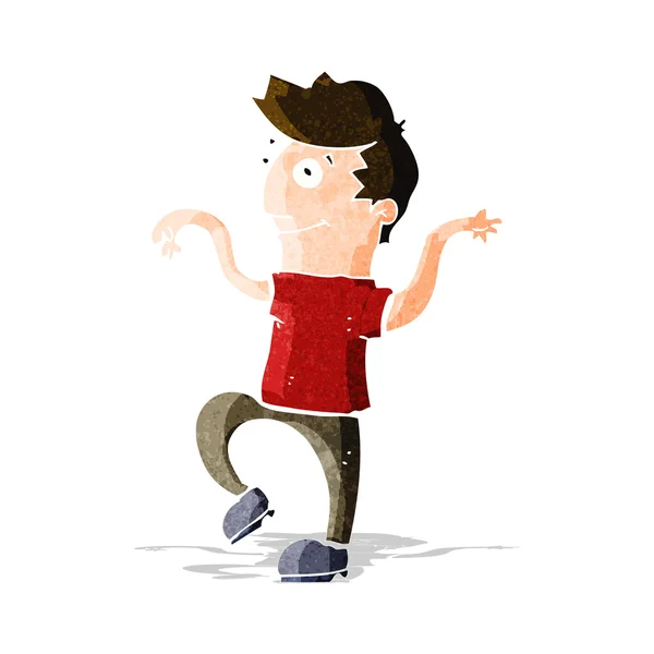 Cartone animato felice uomo fare divertente danza — Vettoriale Stock