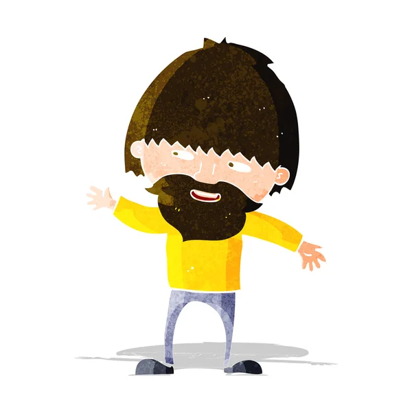 Мультфильм счастливый бородатый человек машет — стоковый вектор