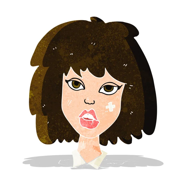 Cartoon vrouw met gekneusd gezicht — Stockvector